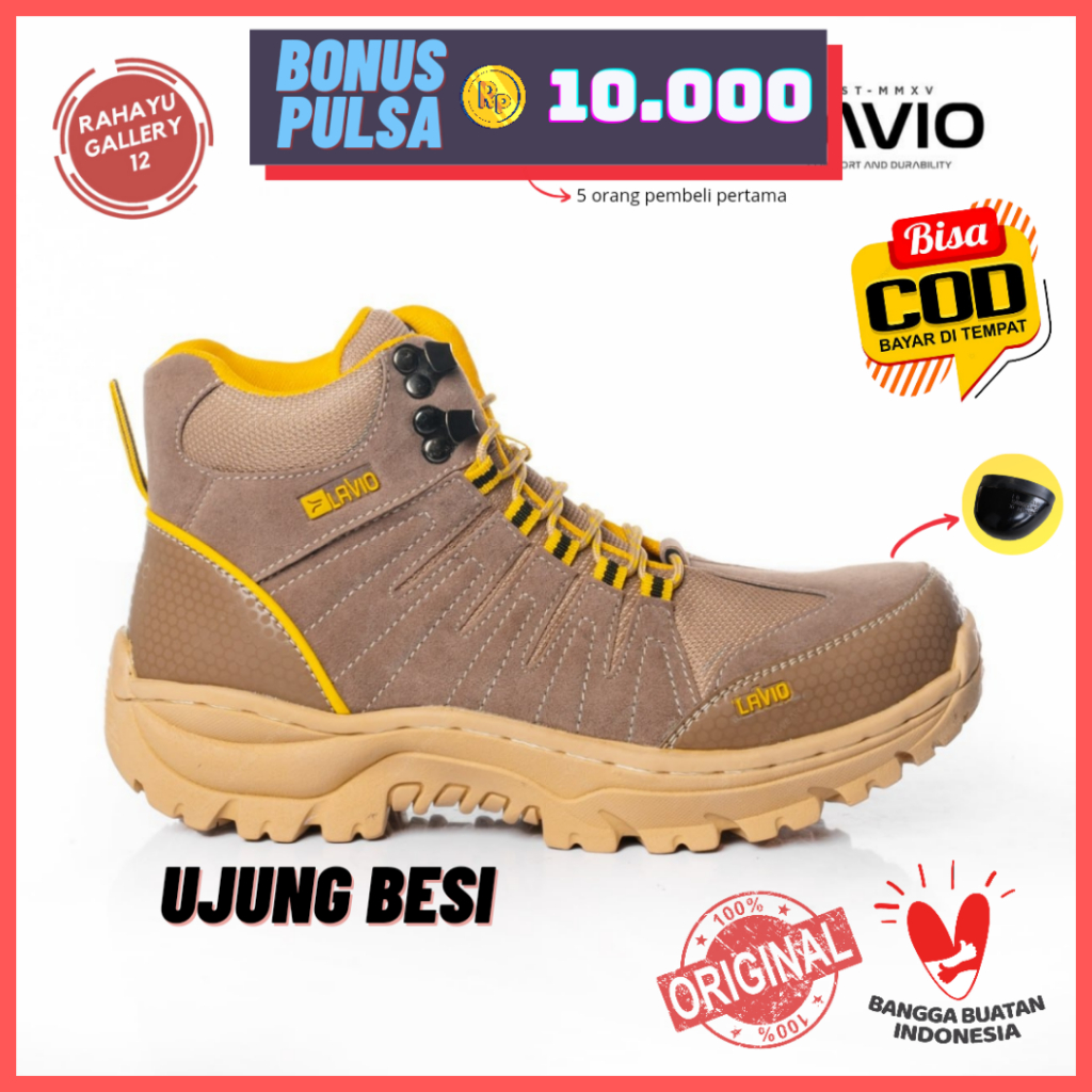 Sepatu Safety Pria Boots Tinggi Ujung Besi Original Lavio Footwear Septi Kerja Proyek Lapangan