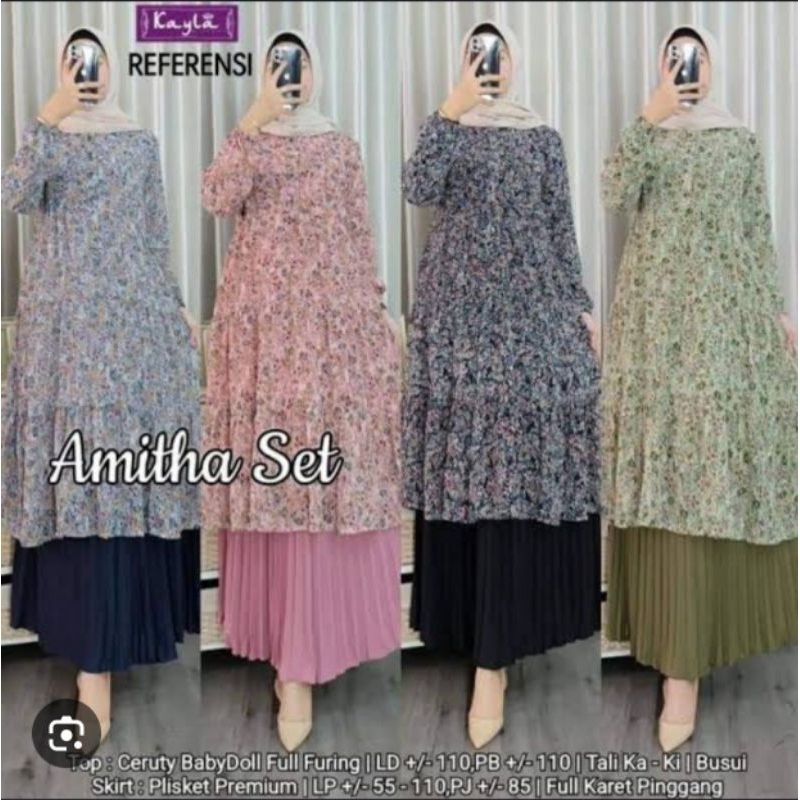 (PL) SET TUNIK DAN ROK PLISKET