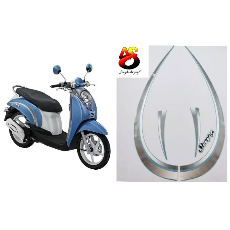 stiker sticker striping Lis body motor honda Scoopy karbu 2011 2012 biru