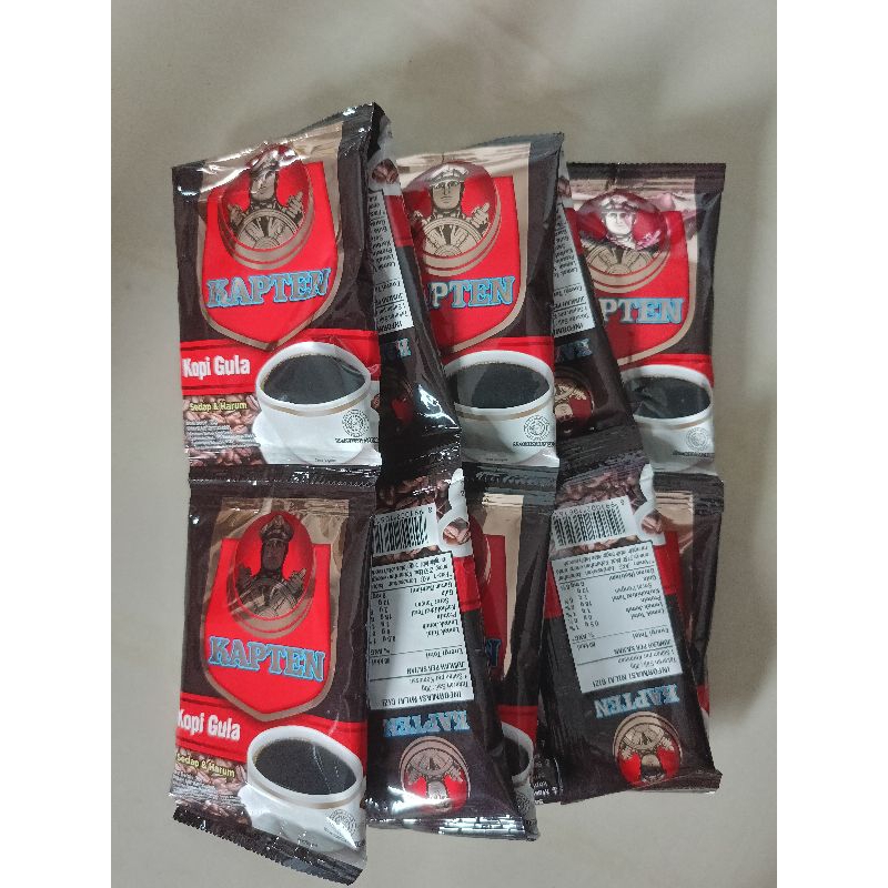 

Kopi Kapten gula 20 gram 1 renteng isi 10 bungkus