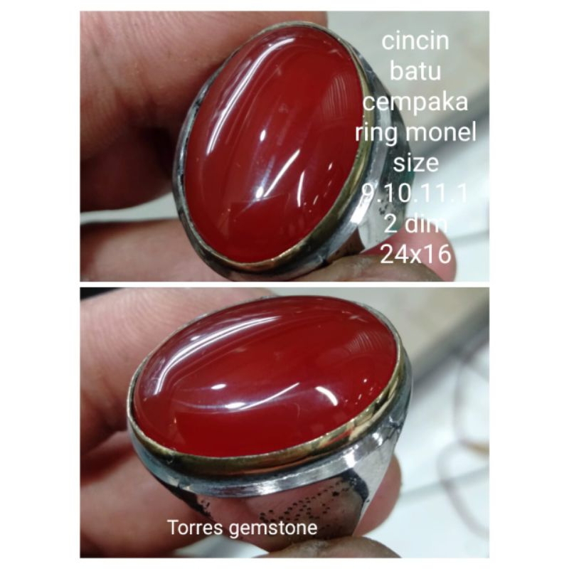 CINCIN BATU AKIK CEMPAKA MERAH KRISTAL TOP