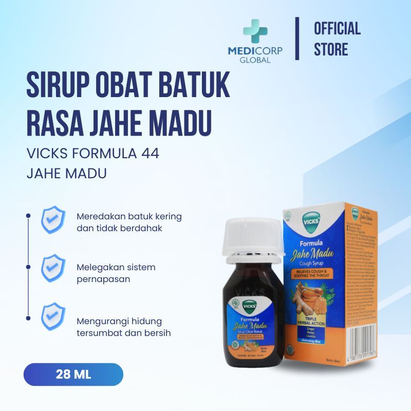 [MEDICORP] Vicks formula 44 jahe madu sirup obat batuk flu tenggorokan 28 ml