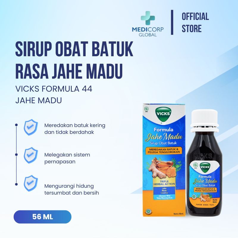 [MEDICORP] Vicks formula 44 jahe madu sirup obat batuk flu tenggorokan 56 ml