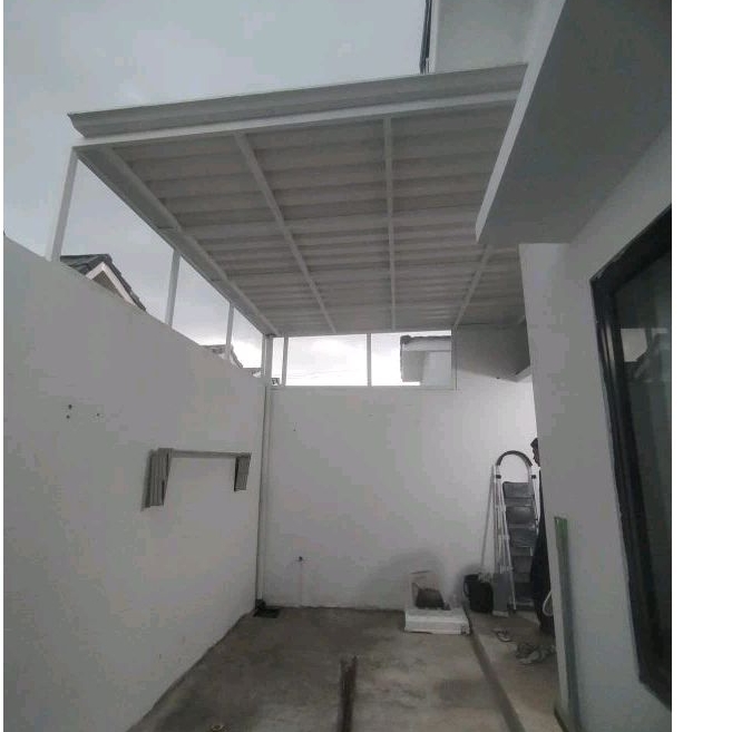 atap kanopi alderon dobbel layer tampias hujan atap rumah minimalis custom model