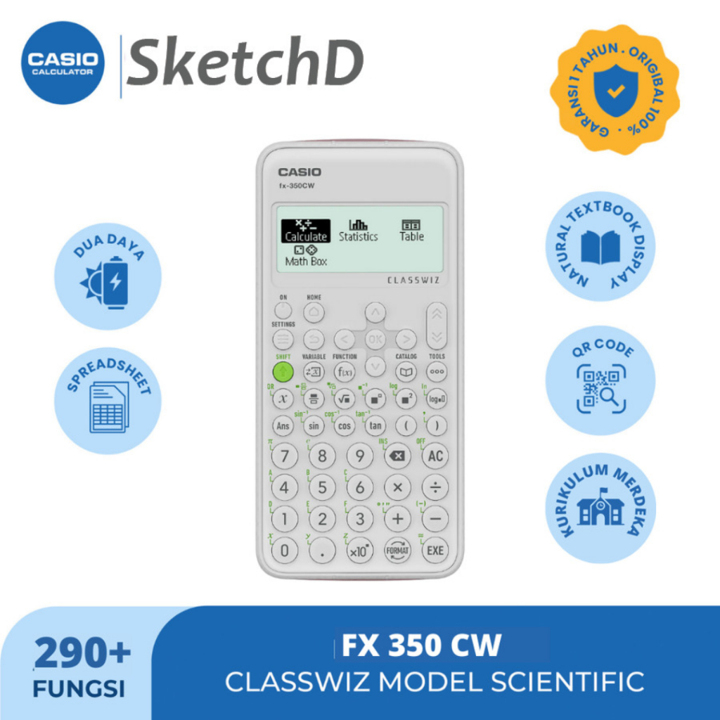 

Kalkulator Ilmiah Casio Layar Besar FX-350 CW ClassWiz Scientific Calculator FX 350
