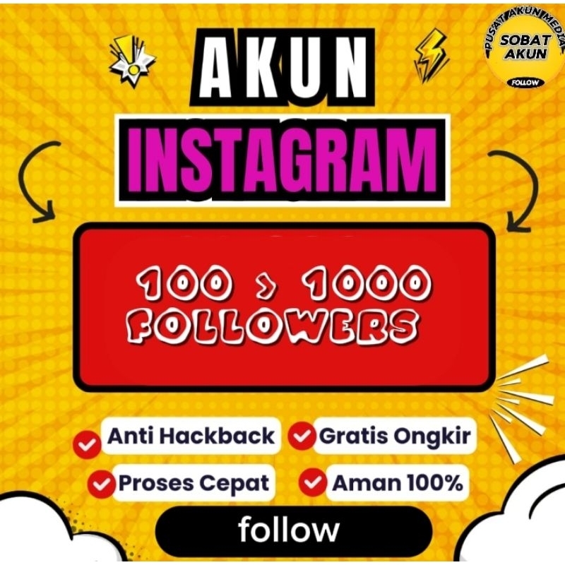 jual akun Ig followers 100>1000 real