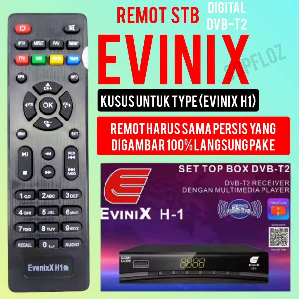 Remote evinix h1 set top box remot stb dvb t2