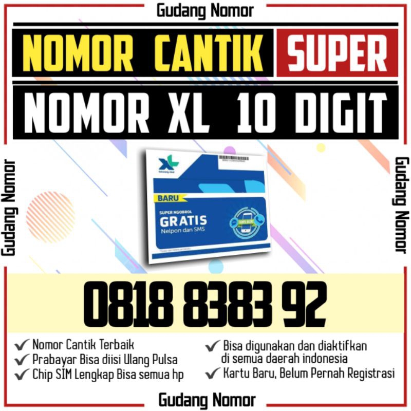 Nomor Cantik XL 10 Digit. Kartu Perdana XL 10 Digit