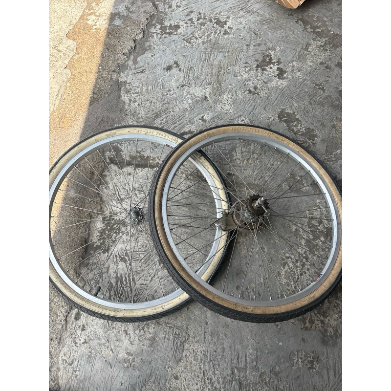 NOS wheelset velg set lengkap ban gir rem sepeda mini ban 24 x 1.75 SEPASANG