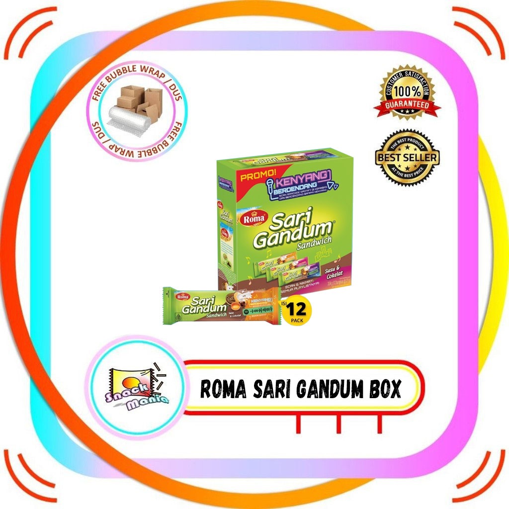 

Roma Sari Gandum Biskuit Susu Coklat BOX 38.5 gr x 12 pc Choco Sandwich