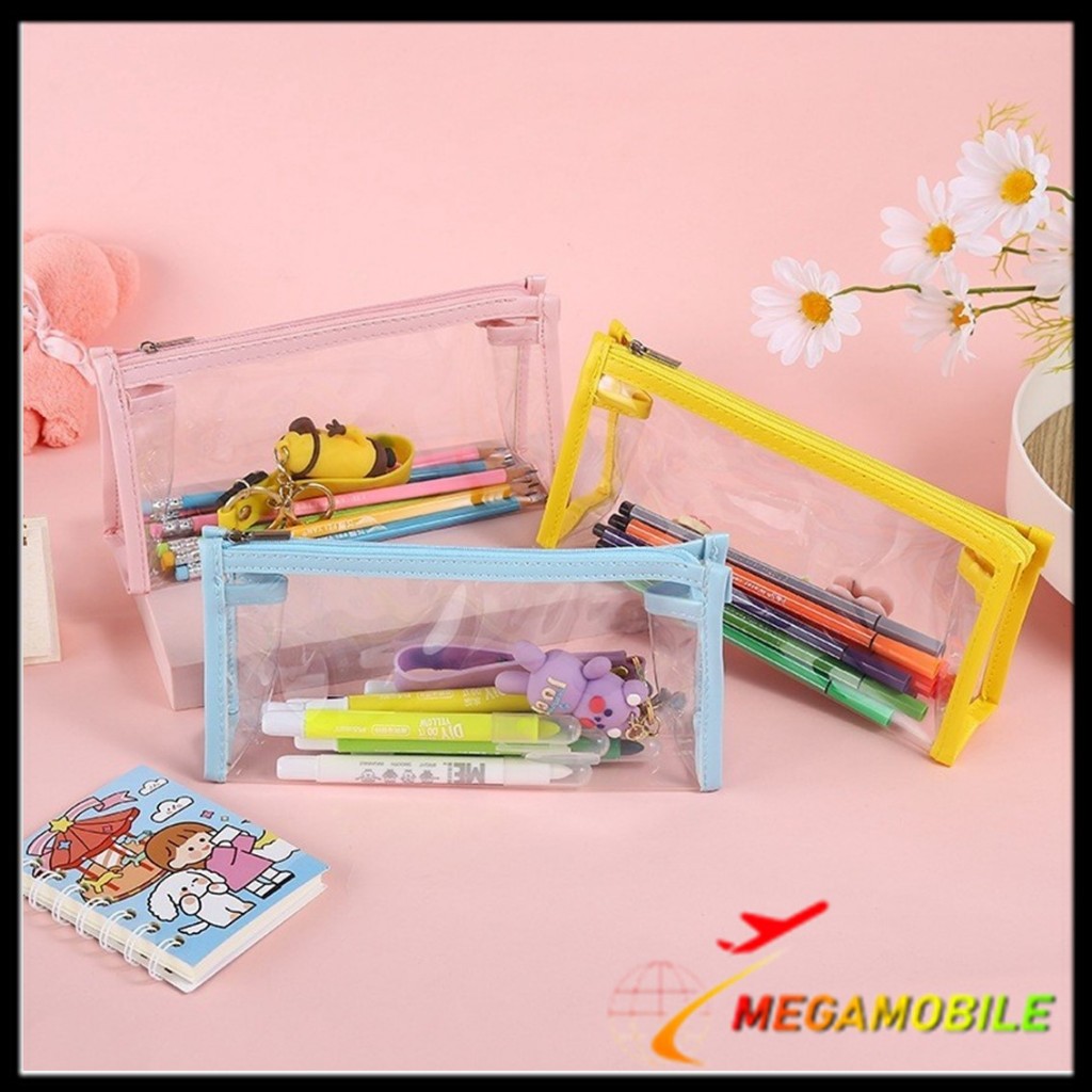 

MM - Kotak Pensil Transparan Multifungsi Minimalis Tempat Pensil Bening Kapasitas Besar Tas Penyimpanan Transparan Warna tas Makeup Mini Pouch Pencil Case Stationery Serbaguna Aesthetic