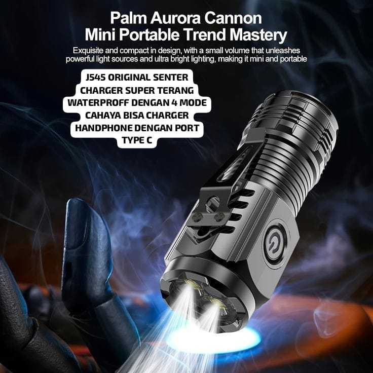 J545 SENTER LED CAS TYPE C TIPE MAGNET MINI SUPER TERANG LAMPU SENTER 3LED 4 MODE MINI FLASHLIGHT KL