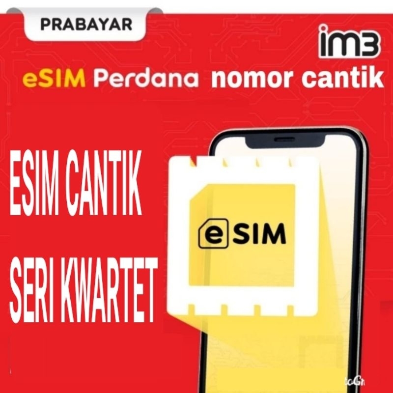 ESIM INDOSAT OREEDO CANTIK SERI KWARTET 0000 1111 2222 3333 4444 5555 6666 7777 8888 9999