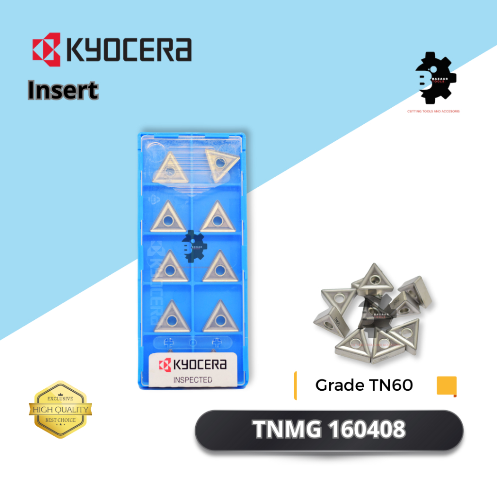 INSERT TNMG 160408 Grade TN60 - MERK KYOCERA - Insert Pahat Bubut - Pisau Pahat - Baru - Original - 
