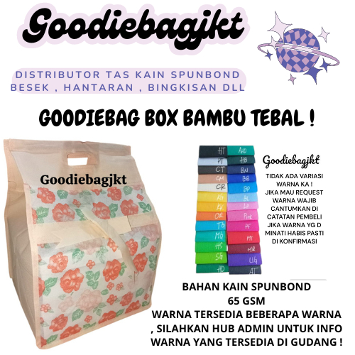 

Goodiebag tas kain besek bambu uk 22x22 isi 12pcs bahan tebal 65gsm! tas hajatan nasi box berkat