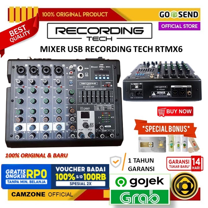 Mixer USB Recording Tech RTMX6 RT MX6 DSP Recording Podcast