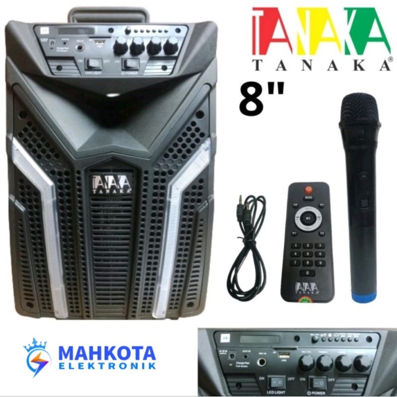 Speaker Portable Tanaka Diamond Antrolley 8 Inch Free Mic