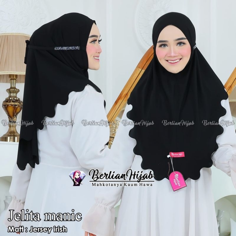 Hijab Jelita L Manic Bergo/Jilbab Instan Ori Berlian