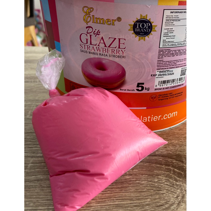 

Elmer dip glaze strawberry repack 250g selai donat roti