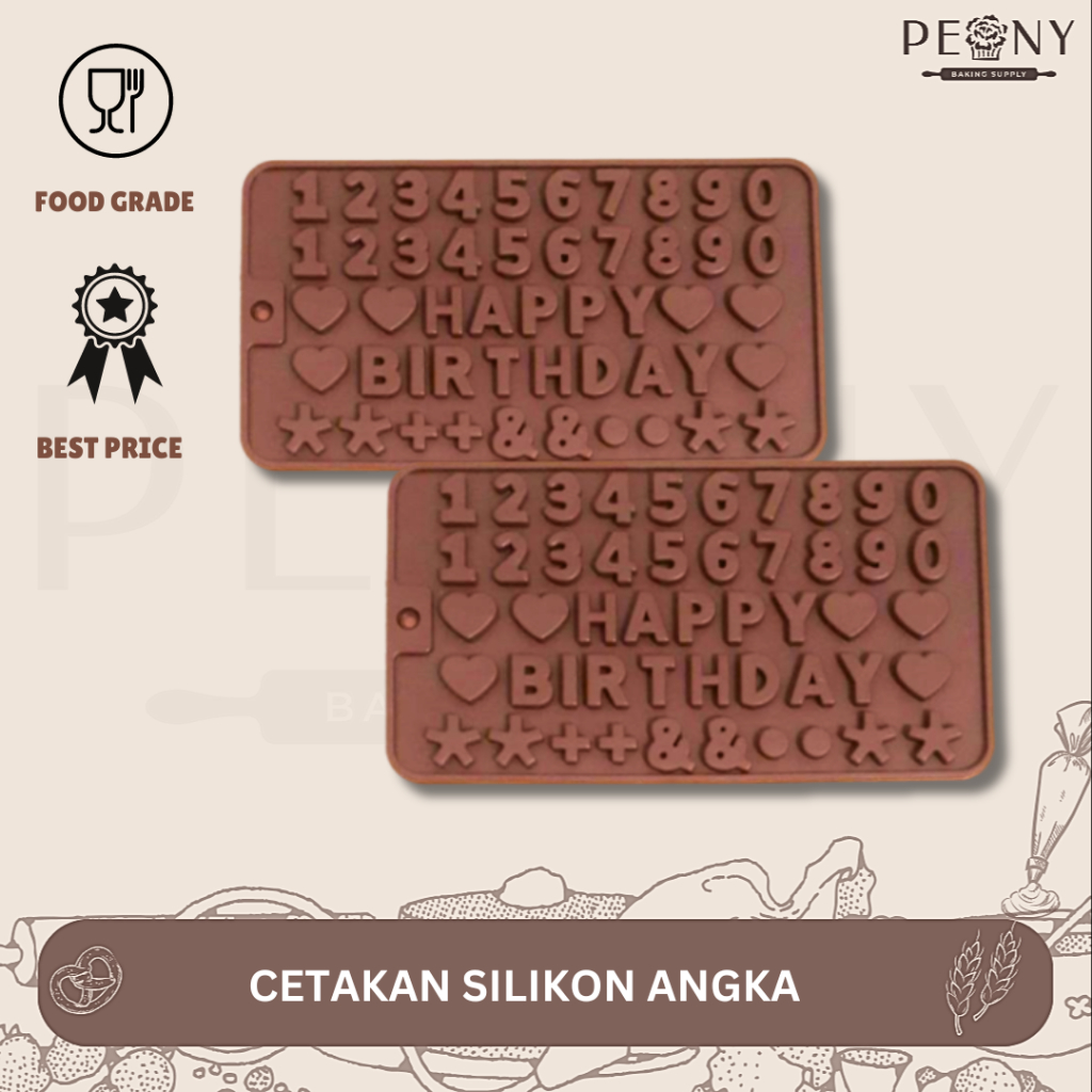 CETAKAN SILIKON COKLAT MOTIF ANGKA/CETAKAN SILIKON PUDDING AGAR AGAR