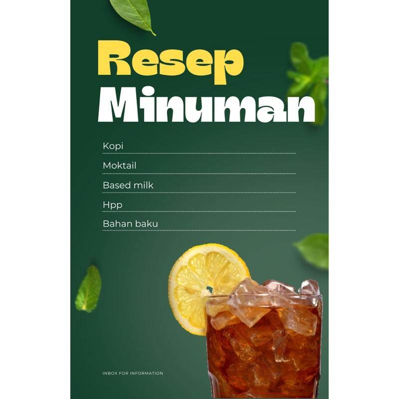 

Resep Minuman Cafe /Coffeeshop /Restaurant Dijamin Laku