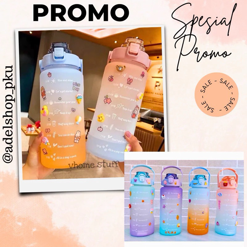 (FREE BUBBLE + DUS) BOTOL VIRAL  2 LITER  +STIKER / BOTOL MINUM 2 LITER / BOTOL BENING 2 LITER