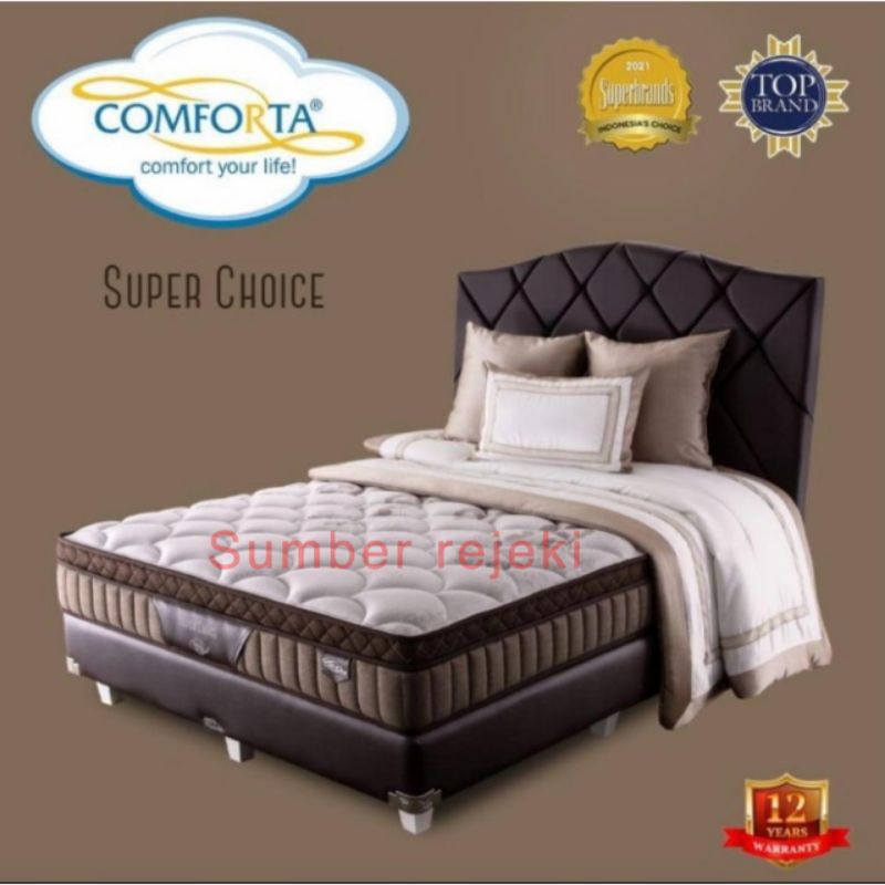 comforta super choice 120 x 200 springbed full set kasur matras spring bed 120x200 fullset bed set