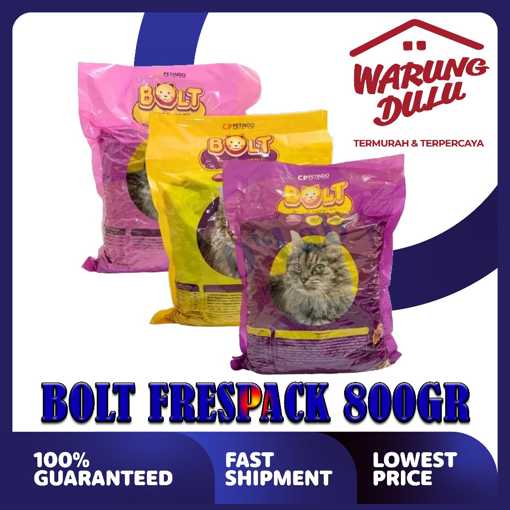 MAKANAN KUCING BOLT Ikan/Donut/Salmon/Mother Kitten 800GR (G/O)
