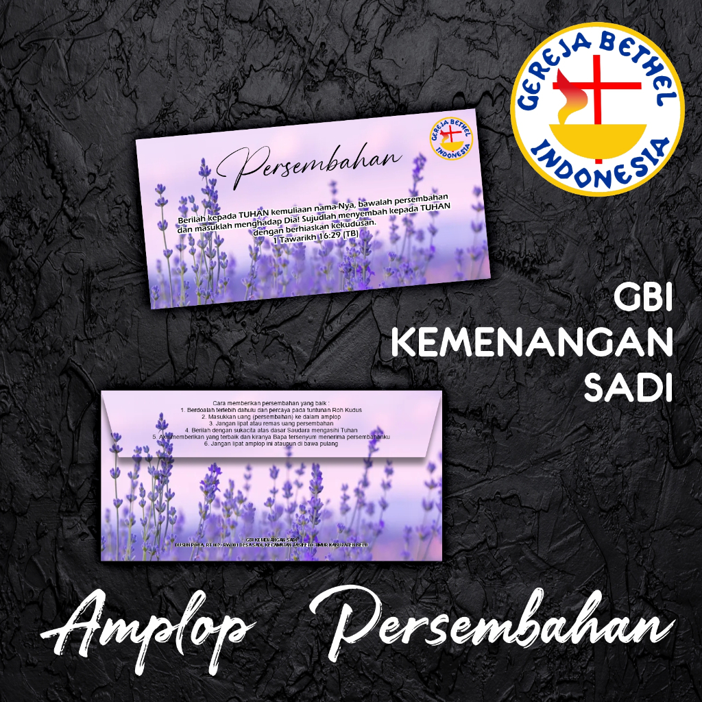 

Amplop Persembahan dan Persepuluhan untuk GBI Kemenangan SADI