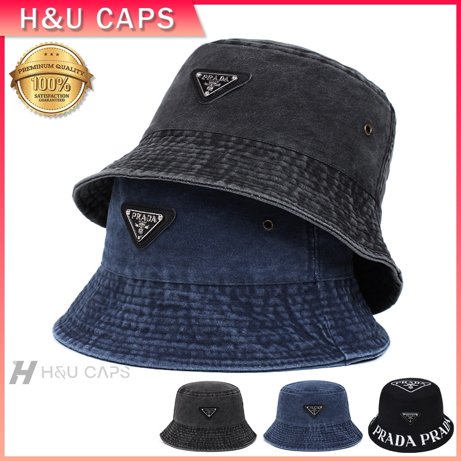 Topi bucket Kualitas tinggi Denim topi ember Fashion pria wastafel topi wanita tertekan naungan embe