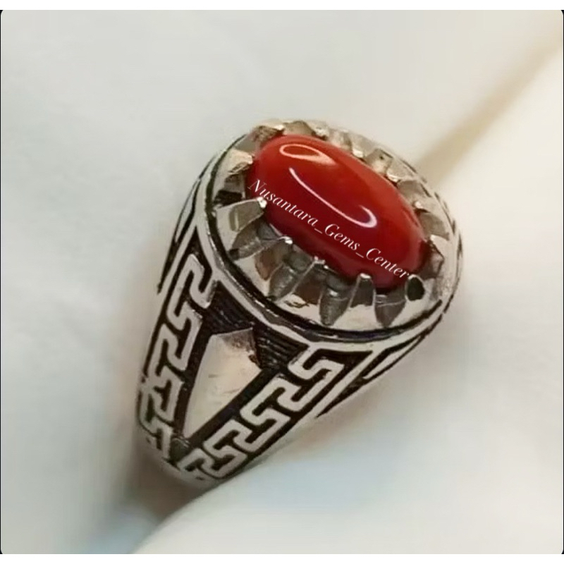 Cincin Batu Marjan Permata Original Mesir Laut Merah - 100% Asli Natural