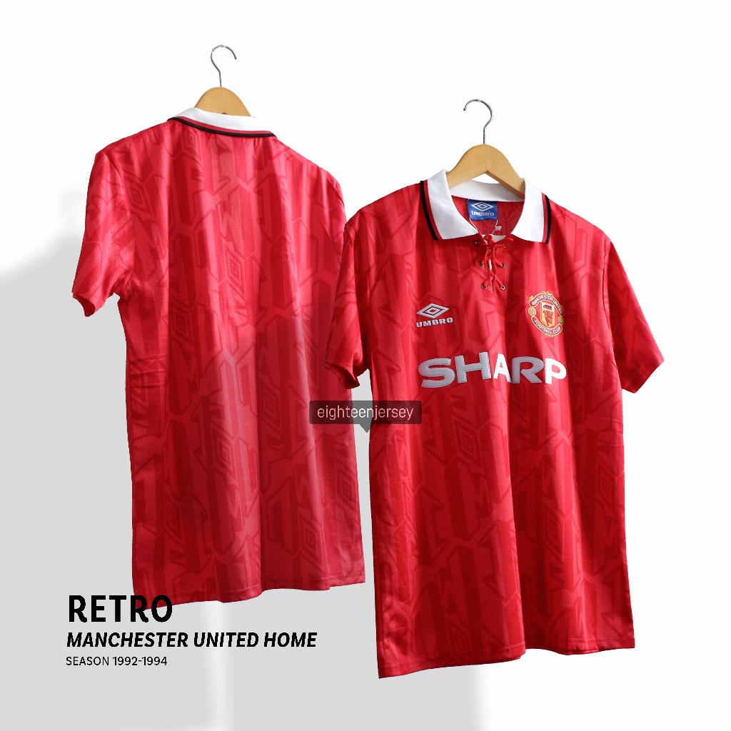 RETRO MU Home 1992-1994 Baju Bola Grade Ori Import