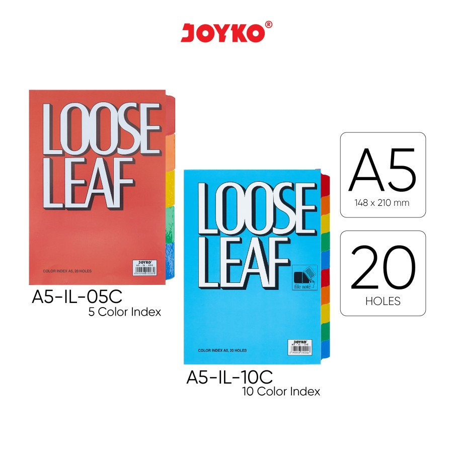 

Color Index Loose Leaf Pembatas Kertas Binder Joyko A5