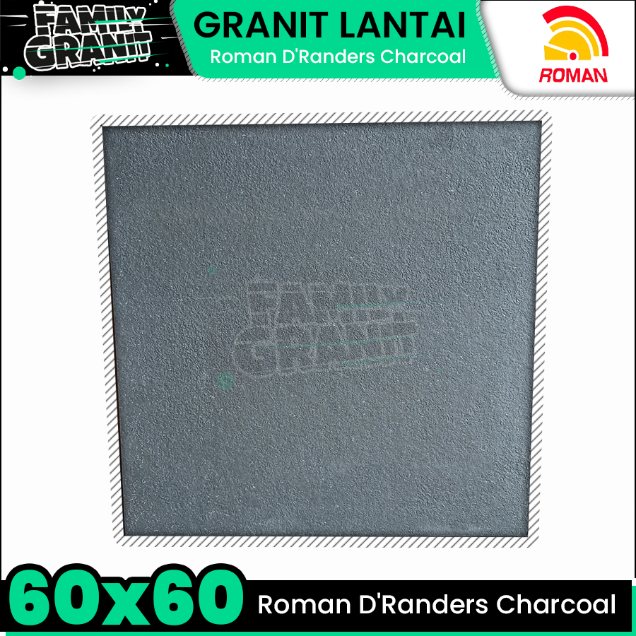 Granit 60x60 Roman D'Randers Charcoal Motif Batu Matte Teras / Garasi / Carport