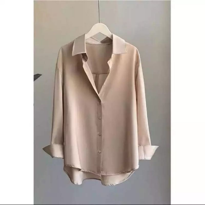 HemClo Kemeja Polos Wanita Bahan Katun Rayon Premium Kemeja Basic Ukuran M L XL XXL 3XL 4XL