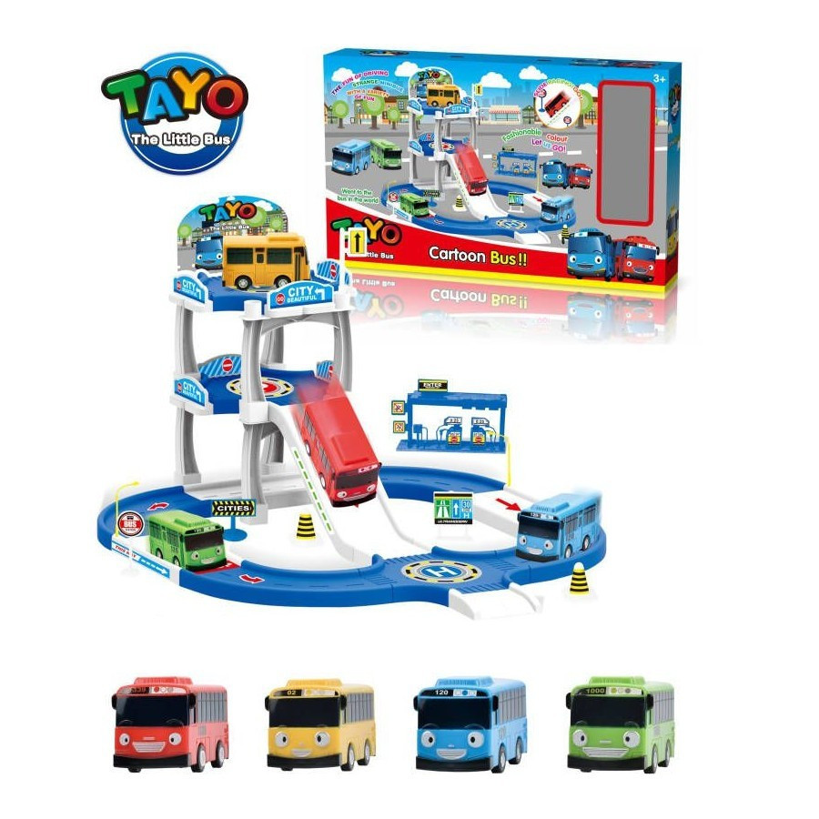 Mainan Anak Bis Set Tayo Track Parking Lot / Mainan Bus Tayo