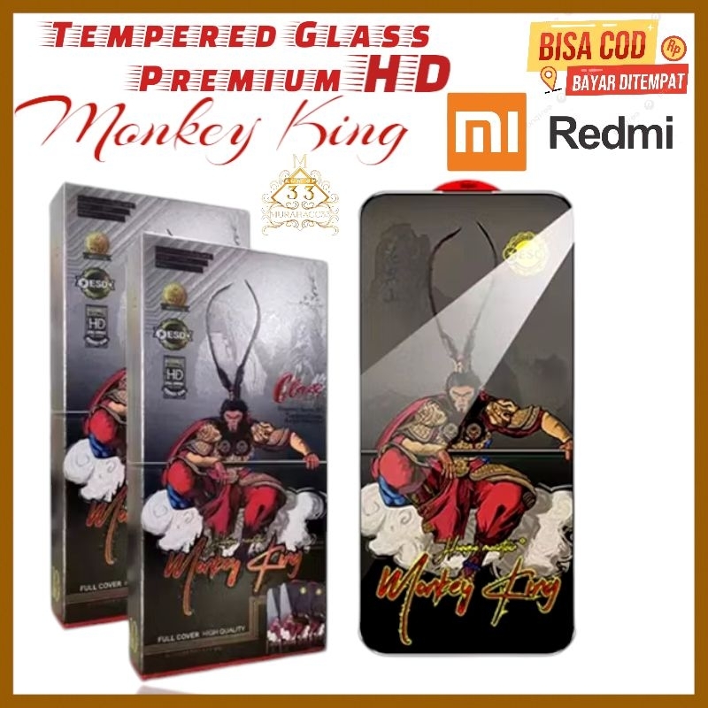 Tempered Glass HD Monkey King Premium Full Cover Redmi A3 2024 10 10A 10c 12 12C 13 4g 13c 9 9A 9C 9