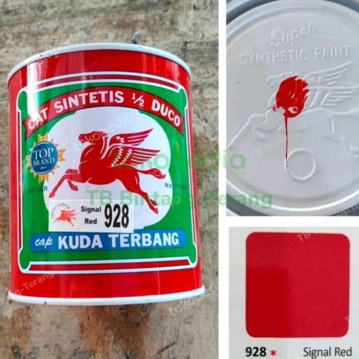 

BELI SATU GRATIS SATU Kuda Terbang 928 Signal Red Cat Minyak Besi Kayu Warna Merah 1 Kg