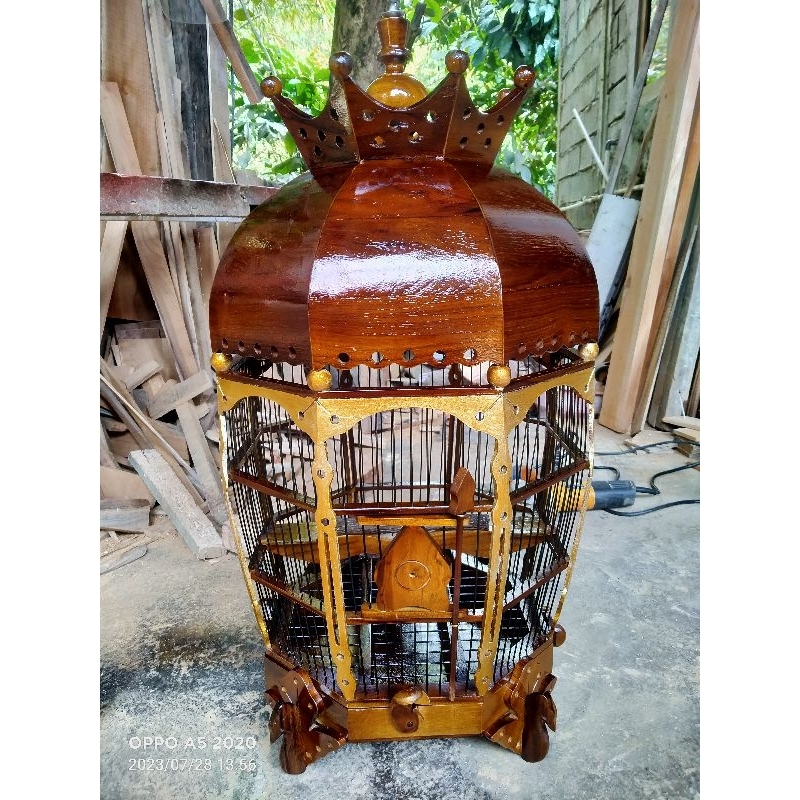 sangkar perkutut kubah bahan jati tpk tebok lepas ( jeruji fiber ) baca dulu di deskripsi