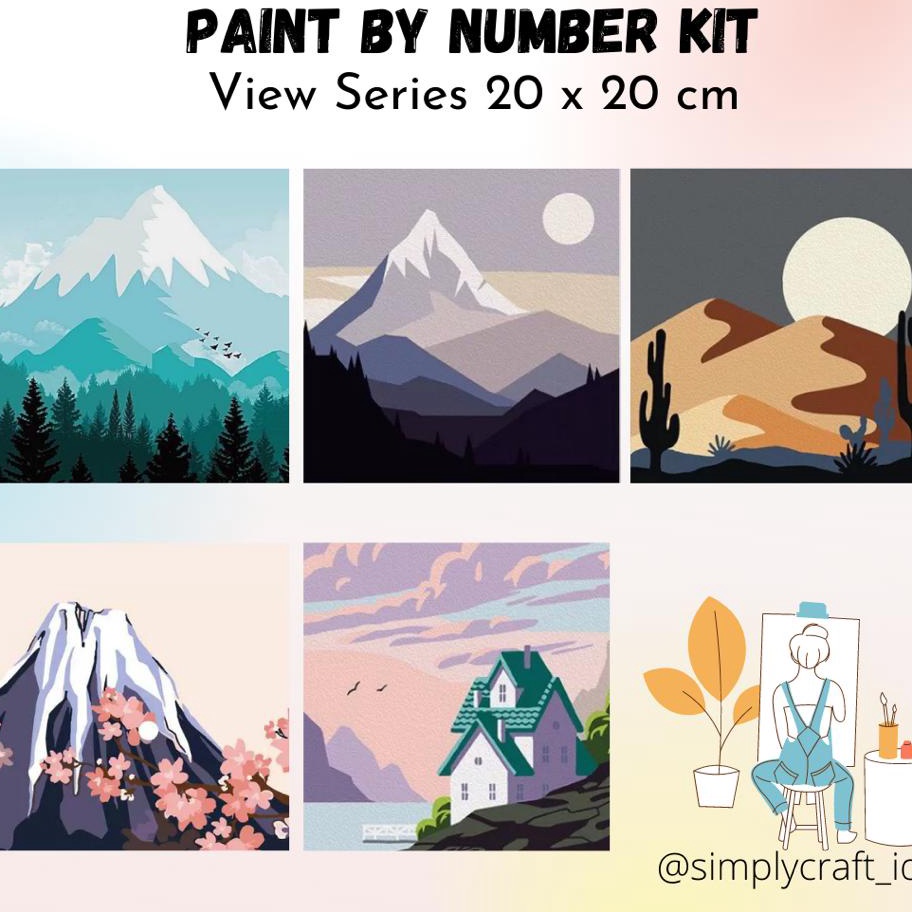 

MURAH LEBAYYYY Simply Craft ID Paint By Number 2x2cm View Series DIY Painting Kit Mewarnai Lukisan with Wooden Frame Hampers Lebaran Hadiah Ulang Tahun Hadiah Untuk Teman Souvenir