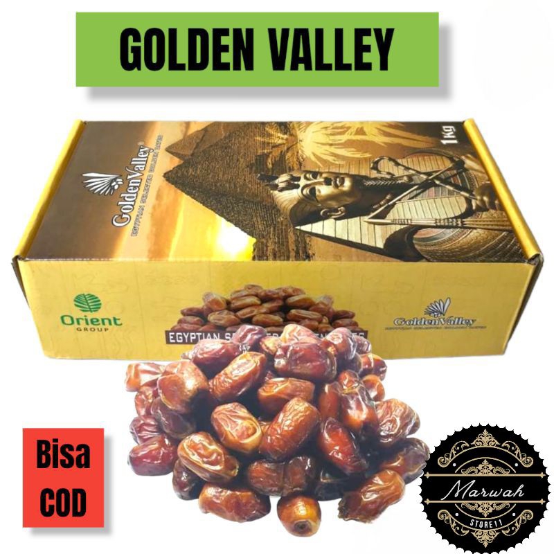 

KURMA GOLDEN VALLEY / KURMA GOLDEN KEMASAN DUS 1 KG / KURMA MESIR(DUS ASLI GOLDEN VALLEY)