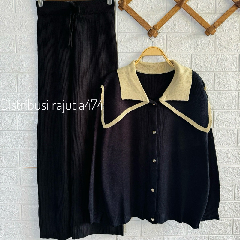 ONESET BAJU RAJUT PESOLIA SETELAN CELANA KULOT RAJUT WANITA KOREA