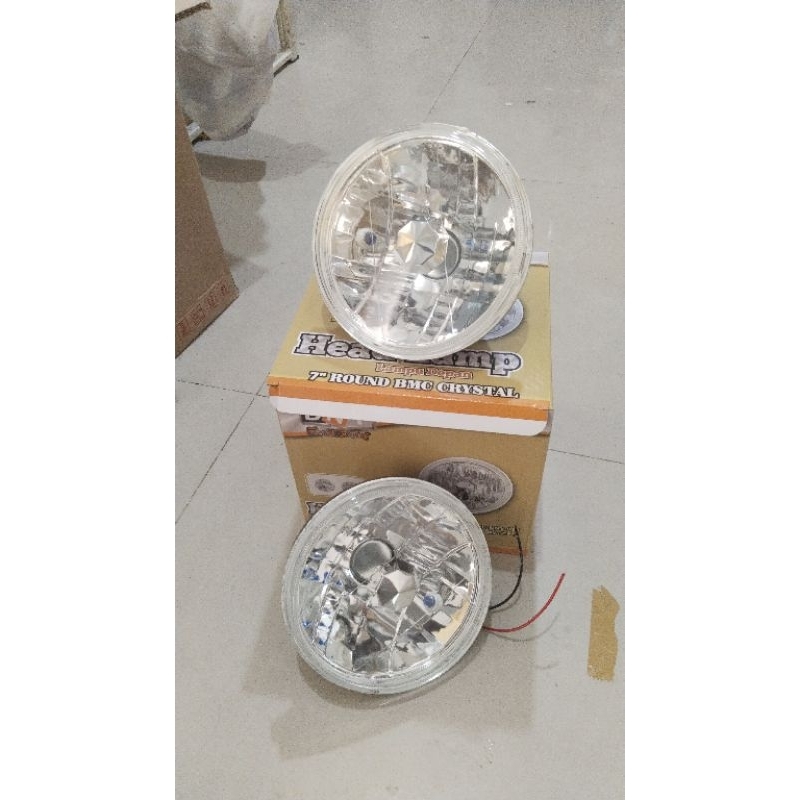 Headlamp head lamp lampu mobil motor bulat 7 inch crystal kristal