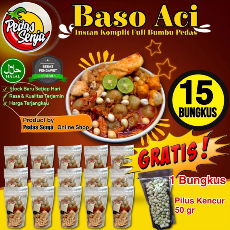 

15 BUNGKUS Paket Usaha Baso Aci Instan Komplit Full Bumbu Kaldu Kuah Pedas