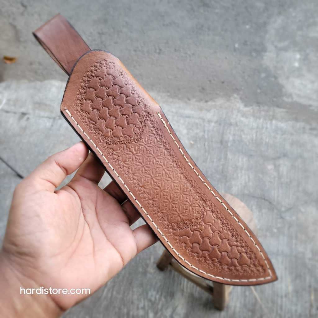 Sarung Kulit Asli untuk Pisau Skinning Seset 15 cm Universal Warna Coklat