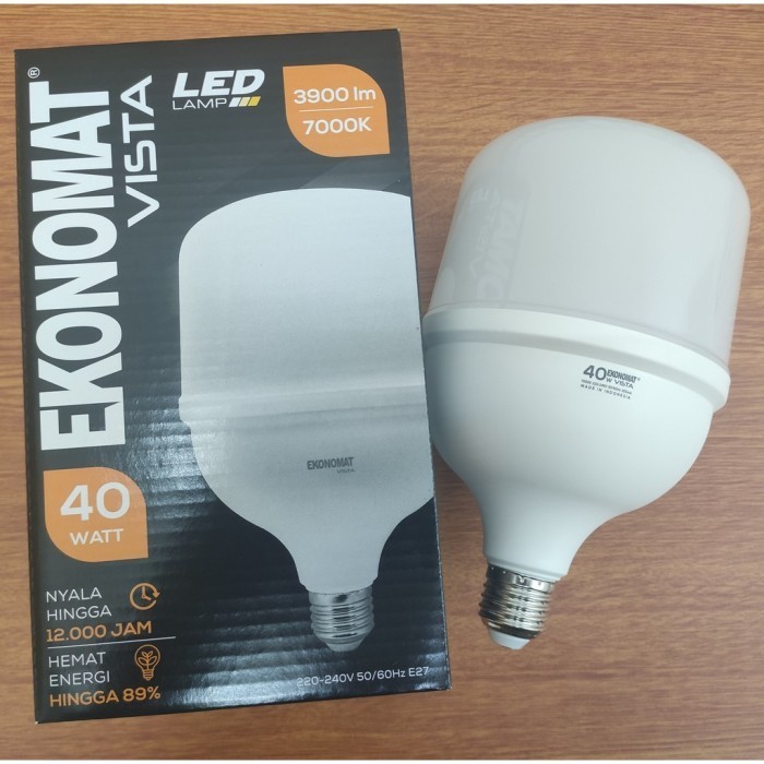 Lampu Ekonomat VISTA Kapsul 40 watt 40w Bohlam Dop LED 7000k Putih
