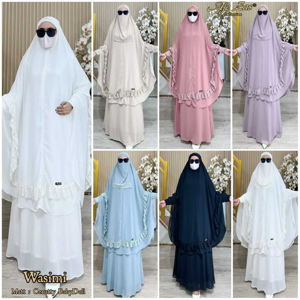 AJE ZAS - Gamis Syar'i Jubah Jumbo Terbaru Kode - WASIMI Bahan Ceruty Beby Doll