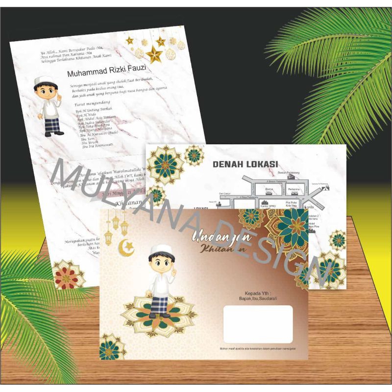 Undangan Khitanan (lipat 2),kartu Surat Undangan Khitanan anak Modern Kekinian Unik dan Lucu