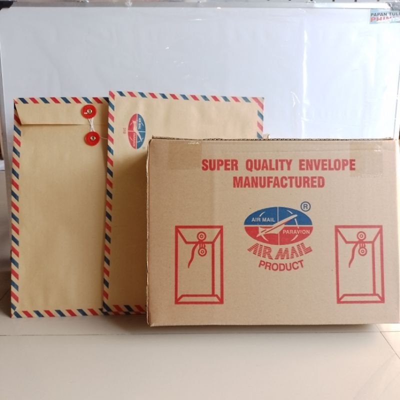 

Amplop Tali Coklat 310 Airmail Folio [ F4 ] ( Pak 50 Lbr ) RJ4