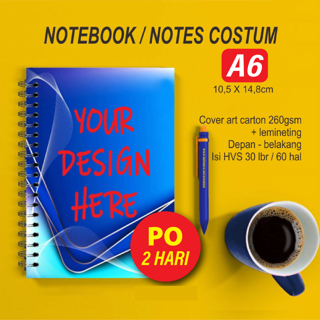 

Notebook/notes spiral custom A6 isi 30 lembar garis/polos